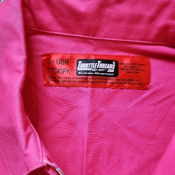 Throttle Threads NWOT Women's Mechanic Zip Front Jacket Barbie Pink Size S - Picture 2 of 6